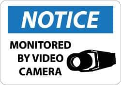 NMC - "Notice - Monitored by Video Camera", 10" Long x 14" Wide, Aluminum Safety Sign - Rectangle, 0.04" Thick, Use for Security & Admittance - Exact Tool & Supply