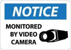 NMC - "Notice - Monitored by Video Camera", 10" Long x 14" Wide, Aluminum Safety Sign - Rectangle, 0.04" Thick, Use for Security & Admittance - Exact Tool & Supply
