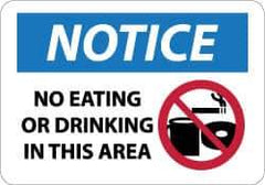 NMC - "Notice - No Eating or Drinking in This Area", 10" Long x 14" Wide, Aluminum Safety Sign - Rectangle, 0.04" Thick, Use for Security & Admittance - Exact Tool & Supply