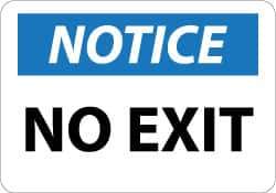 NMC - Notice - No Exit, Aluminum Exit Sign - 14" Wide x 10" High - Exact Tool & Supply