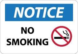 NMC - "Notice - No Smoking", 10" Long x 14" Wide, Aluminum Safety Sign - Rectangle, 0.04" Thick, Use for Accident Prevention - Exact Tool & Supply