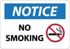 NMC - "Notice - No Smoking", 10" Long x 14" Wide, Aluminum Safety Sign - Rectangle, 0.04" Thick, Use for Accident Prevention - Exact Tool & Supply