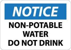 NMC - "Notice - Non-Potable Water", 10" Long x 14" Wide, Aluminum Safety Sign - Rectangle, 0.04" Thick, Use for Security & Admittance - Exact Tool & Supply