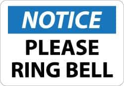 NMC - "Notice - Please Ring Bell", 10" Long x 14" Wide, Aluminum Safety Sign - Rectangle, 0.04" Thick, Use for Accident Prevention - Exact Tool & Supply