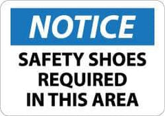 NMC - "Notice - Safety Shoes Required in This Area", 10" Long x 14" Wide, Aluminum Safety Sign - Rectangle, 0.04" Thick, Use for Accident Prevention - Exact Tool & Supply