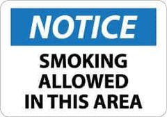 NMC - "Notice - Smoking Allowed in This Area", 10" Long x 14" Wide, Aluminum Safety Sign - Rectangle, 0.04" Thick, Use for Security & Admittance - Exact Tool & Supply