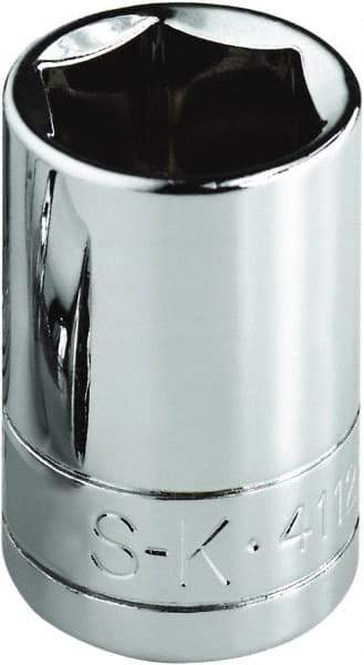 SK - 7/16", 1/4" Drive, Standard Hand Socket - 6 Points, Steel, Chrome Finish - Exact Tool & Supply