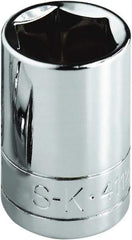 SK - 7/16", 1/4" Drive, Standard Hand Socket - 6 Points, Steel, Chrome Finish - Exact Tool & Supply
