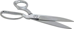 Clauss - 4-1/2" LOC, 10" OAL Chrome Plated Standard Shears - Right Hand, Chrome Plated Offset Handle, For General Purpose Use - Exact Tool & Supply