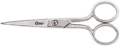 Clauss - 2" LOC, 5" OAL Chrome Plated Standard Scissors - Ambidextrous, Chrome Plated Straight Handle, For Sewing - Exact Tool & Supply