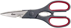 Clauss - 3" LOC, 8-1/4" OAL Titanium Standard Shears - Ambidextrous, 1 Blade Serrated, Plastic Straight Handle, For General Purpose Use - Exact Tool & Supply