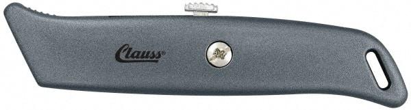 Clauss - Retractable Utility Knife - 2-1/4" Blade, Gray Steel Handle, 1 Blade Included - Exact Tool & Supply