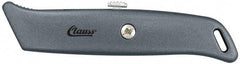Clauss - Retractable Utility Knife - 2-1/4" Blade, Gray Steel Handle, 1 Blade Included - Exact Tool & Supply