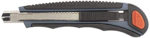 Clauss - Retractable Utility Knife - 3-1/4" Blade, Gray & Black Plastic with Overmold Handle, 5 Blades Included - Exact Tool & Supply