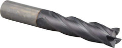 Niagara Cutter - 1", 4" LOC, 1" Shank Diam, 7" OAL, 4 Flute, Solid Carbide Square End Mill - Single End, TiAlN Finish, Spiral Flute, 30° Helix, Centercutting, Right Hand Cut, Right Hand Flute, Series C430 - Exact Tool & Supply