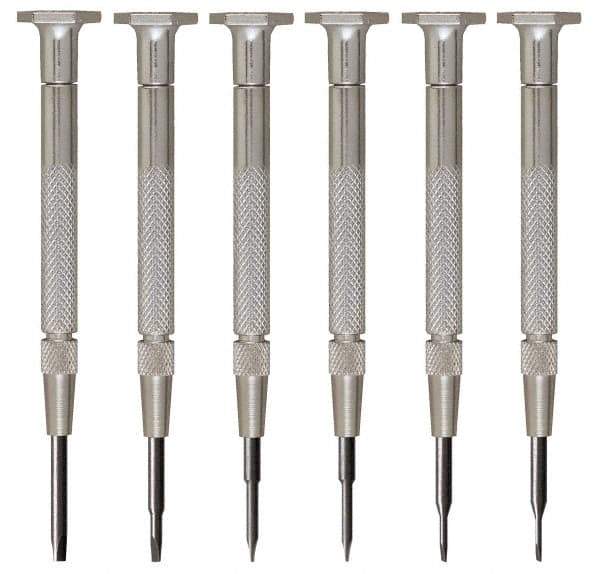 Moody Tools - 6 Piece Slotted Screwdriver Set - Blade Sizes: Width 0.025, 0.04, 0.055, 0.07, 0.08 & 0.1 - Exact Tool & Supply