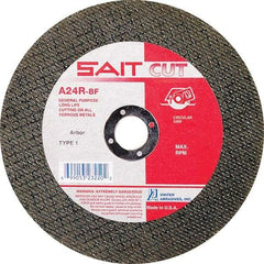 Sait - 7" 24 Grit Aluminum Oxide Cutoff Wheel - 3/32" Thick, 5/8" Arbor, 8,500 Max RPM, Use with Circular Saws - Exact Tool & Supply