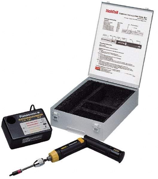 Heli-Coil - #10-24\xB6#10-32\xB6#2-56\xB6#4-40\xB6#6-32\xB6#8-32\xB61/4-20 Thread Size, UNC Cordless Installation Tool Thread Insert Power Installation Tools - Bulk Inserts Compatible, Set Includes: Batteries, Charger, Driver & Mandrel Chuck - Exact Tool & Supply