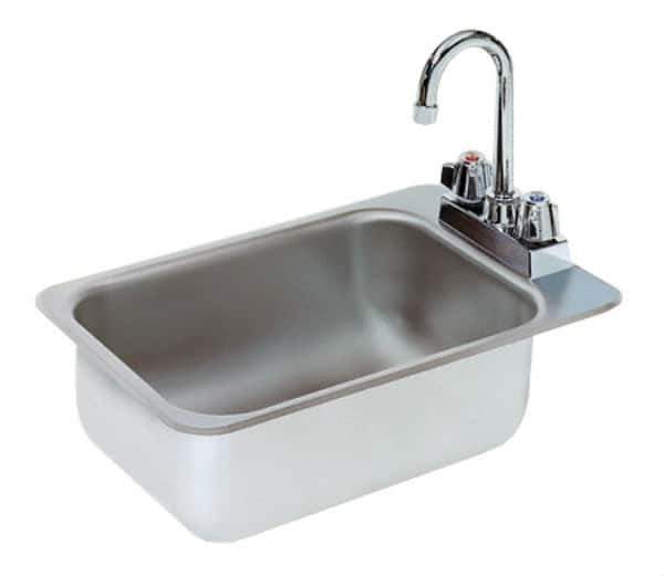 Advance Tabco - 10" Long x 14" Wide Inside, 1 Compartment, Stainless Steel Stainless Steel Drop In Sink - 20 Gauge, 12" Long x 18" Wide Outside, 5" Deep - Exact Tool & Supply