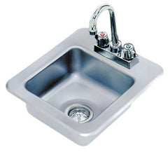 Advance Tabco - 9" Long x 9" Wide Inside, 1 Compartment, Stainless Steel Stainless Steel Drop In Sink - 20 Gauge, 12" Long x 14" Wide Outside, 5" Deep - Exact Tool & Supply