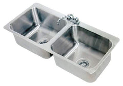 Advance Tabco - 20" Long x 16" Wide Inside, 2 Compartment, Stainless Steel Stainless Steel Drop In Sink - 18 Gauge, 45-1/2" Long x 20-1/2" Wide Outside, 12" Deep - Exact Tool & Supply