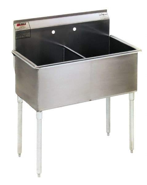 Eagle MHC - 48" Long x 24" Wide Inside, 2 Compartment, Stainless Steel Stainless Steel Scullery Sink - 16 Gauge, 51" Long x 27-1/2" Wide x 42" High Outside, 14" Deep - Exact Tool & Supply
