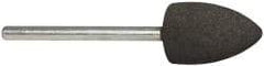 Cratex - 1/2" Max Diam x 3/4" Thick, Shape Code B42, Rubberized Point - Medium Grade, Aluminum Oxide, Mounted - Exact Tool & Supply