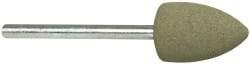 Cratex - 1/2" Max Diam x 3/4" Thick, Shape Code B42, Rubberized Point - Fine Grade, Aluminum Oxide, Mounted - Exact Tool & Supply