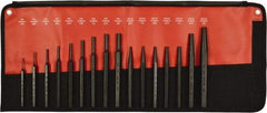 Mayhew - 16 Piece, 3/32 to 3/8", Assorted Brass Punch Kit - Hex Shank, Steel, Comes in Kit Bag - Exact Tool & Supply