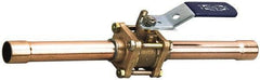 NIBCO - 1" Pipe, Full Port, Bronze Oxygen Service Ball Valve - 3 Piece, Inline - One Way Flow, Tube O.D. x Tube O.D. Ends, Lever Handle, 600 WOG, 200 WSP - Exact Tool & Supply
