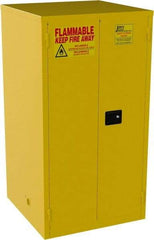 Jamco - 2 Door, 2 Shelf, Yellow Steel Standard Safety Cabinet for Flammable and Combustible Liquids - 65" High x 34" Wide x 34" Deep, Manual Closing Door, 3 Point Key Lock, 60 Gal Capacity - Exact Tool & Supply