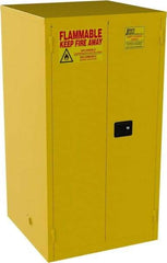 Jamco - 2 Door, 2 Shelf, Yellow Steel Standard Safety Cabinet for Flammable and Combustible Liquids - 65" High x 34" Wide x 34" Deep, Self Closing Door, 3 Point Key Lock, 60 Gal Capacity - Exact Tool & Supply