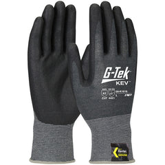 09-K1618/M Gloves w/Kevlar Brand - G-Tek KEV - Kevlar Engineered Yarn - Gray 18 Gauge - Nitrile Foam - ANSI A2 - Exact Tool & Supply