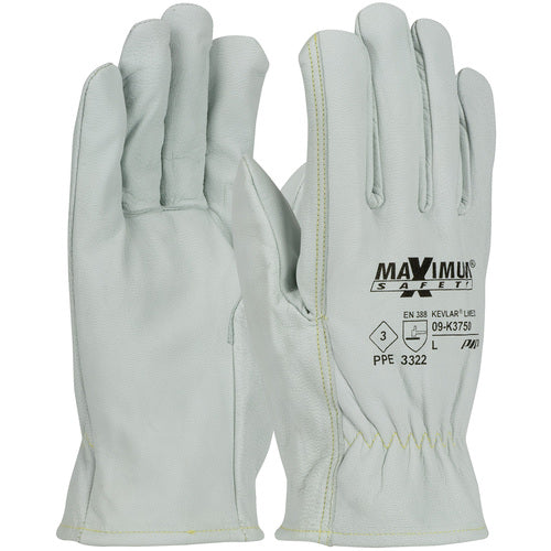 ‎09-K3750/XXXL Leather Gloves - Max Safety AR Goatskin Drivers - 13G Kevlar Lining - Straight Thumb - A2 - Exact Tool & Supply