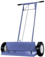 Made in USA - 36" Long Push Magnetic Sweeper with Wheels - 4-1/2" Wide x 1-1/2" High x 48" Long, 10" Wheel Diam, 2-1/2" Clearance - Exact Tool & Supply