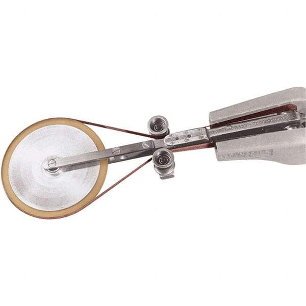 Dynabrade - 1/2" Wide Contact Wheel Assembly Arm - 34" Belt Length x 1/4" Belt Width, Flat, Urethane - Exact Tool & Supply