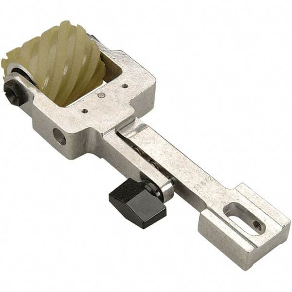 Dynabrade - 2" Wide Air Handheld Belt Sander Contact Arm & Wheel Assembly - 30" Belt Length x 2" Belt Width, Serrated, Urethane, 90" Contact Wheel Diam - Exact Tool & Supply