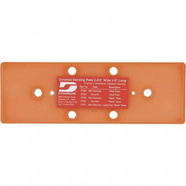 Dynabrade - 8 x 2-3/4" Rectangular Adhesive/PSA Backing Pad - Dynaline Compatible, Screw Attachment, Vacuum Pad, 3/8" Thick, Medium Density - Exact Tool & Supply