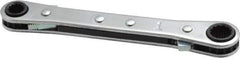 Lang - 1/4" x 5/16" 12 Point Reversible Ratcheting Box Wrench - Double End, 4-1/2" OAL, Steel, Nickel Chrome Finish - Exact Tool & Supply
