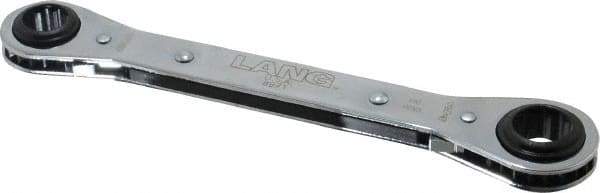 Lang - 5/8" x 3/4" 12 Point Reversible Ratcheting Box Wrench - Double End, 8-1/8" OAL, Steel, Nickel Chrome Finish - Exact Tool & Supply