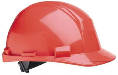 North - ANSI Type II, Class E Rated, 4-Point, Ratchet Adjustment Hard Hat - One Size Fits Most, Orange, Standard Brim - Exact Tool & Supply