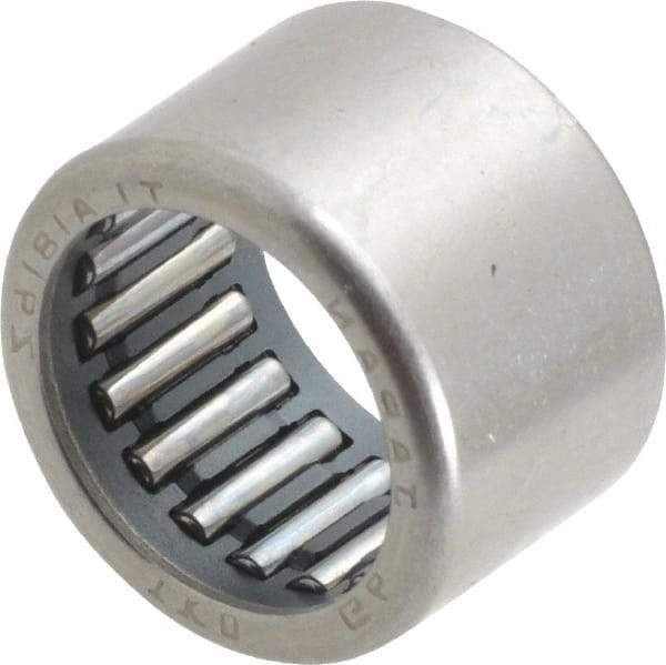 IKO - 0.709" Bore Diam, 2,600 Lb. Dynamic Capacity, 18 x 24 x 16mm, Caged, Open End, Shell Needle Roller Bearing - 0.945" Outside Diam, 0.63" Wide - Exact Tool & Supply
