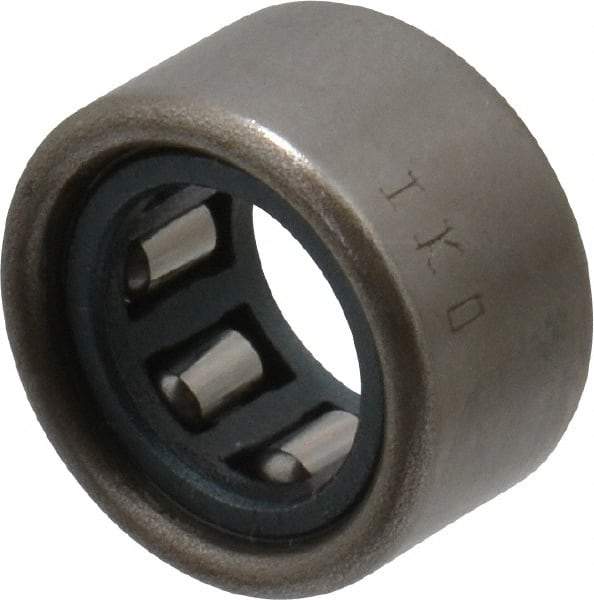 IKO - 1/4" Bore Diam, 360 Lb. Dynamic Capacity, 1/4 x 7/16 x 1/4", Caged, Open End, Shell Needle Roller Bearing - 7/16" Outside Diam, 1/4" Wide - Exact Tool & Supply