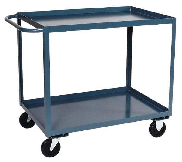 Durham - 1,200 Lb Capacity, 30" Wide x 60" Long x 37-3/4" High Service Cart - 2 Shelf, Steel, Hard Rubber Casters - Exact Tool & Supply