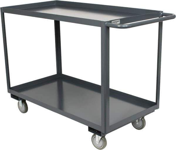Durham - 1,200 Lb Capacity, 24" Wide x 48" Long x 37-3/4" High Service Cart - 2 Shelf, Steel, Hard Rubber Casters - Exact Tool & Supply