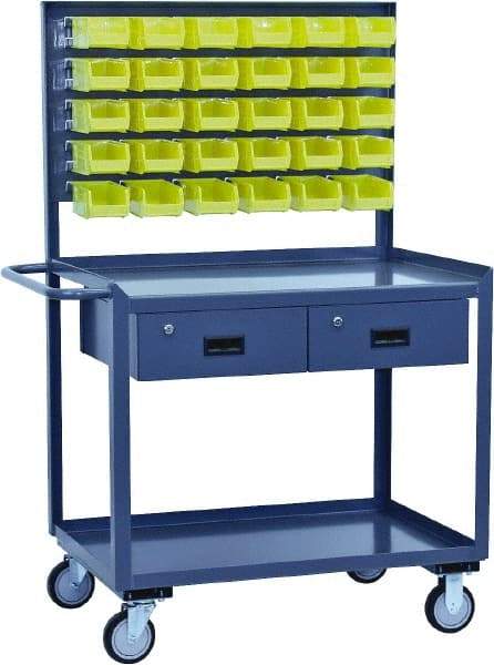 Jamco - Durable Utility Carts with Rack Mobile Workbench and Louvered Panel - Steel, Gray, 30" Long x 36" Deep x 62" High - Exact Tool & Supply