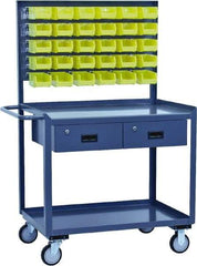 Jamco - Durable Utility Carts with Rack Mobile Workbench and Louvered Panel - Steel, Gray, 30" Long x 36" Deep x 62" High - Exact Tool & Supply