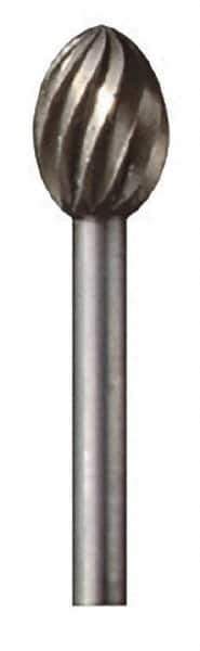 Dremel - 5/16" Cut Diam, 1/8" Shank Diam, Egg Head Single Cut Burr - High Speed Steel, Point End - Exact Tool & Supply