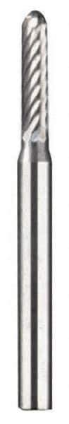 Dremel - 3/32" Cut Diam, 1/8" Shank Diam, Cylinder with Radius Head Single Cut Burr - Carbide, Radius End, 3/32" LOC - Exact Tool & Supply