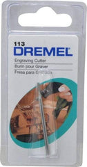 Dremel - 1/16" Cut Diam, 1/8" Shank Diam, Cylinder Head Single Cut Burr - Flat End - Exact Tool & Supply